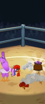 Manok na pula, a purple and white chicken